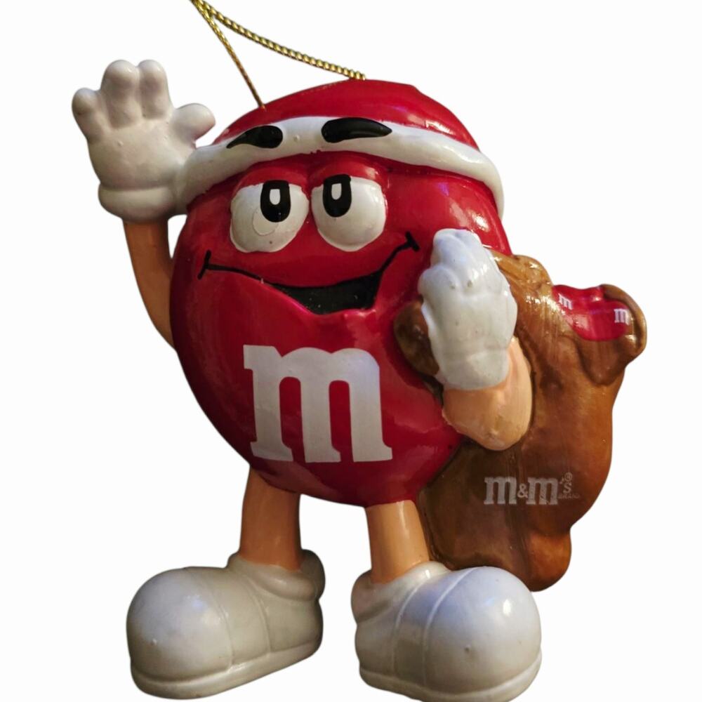 Mars M&M Candy Red Santa Hat Hanging Ornament Christmas Tree Holiday 4"